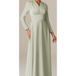 AW BRIDAL 6 S April sage green long sleeve maxi dress formal maxi dress NEW B48